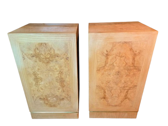 A Vintage Pair of Burlwood Pedestals Drexel Heritage Connoisseur