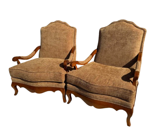Pair of Drexel Heritage Oversized Fully Upholstered Bergeres
